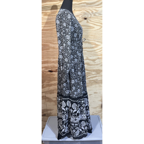 Old Navy Y2K Chiffon Midi Dress Black Floral Size Medium Whimsigoth Fairy Flowy - Picture 4 of 16